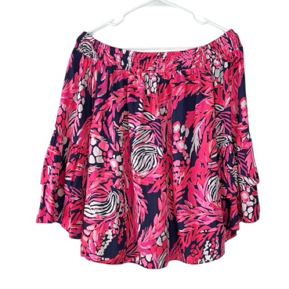 Lilly Pulitzer Tobyn Top It's A Jungle in Here Navy and Pink Size M - Picture 3 of 6